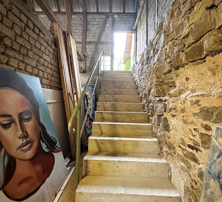 Treppe zum Atelier und Garten